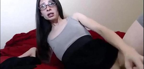  Cute Trap With Glasses Explodes All Over Herself